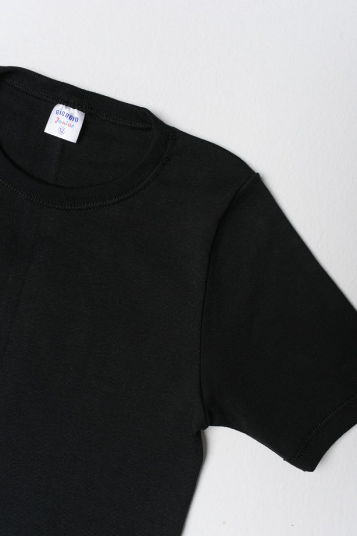 Kinderflanell GIORGIO mit kurzen Ärmeln Schwarz