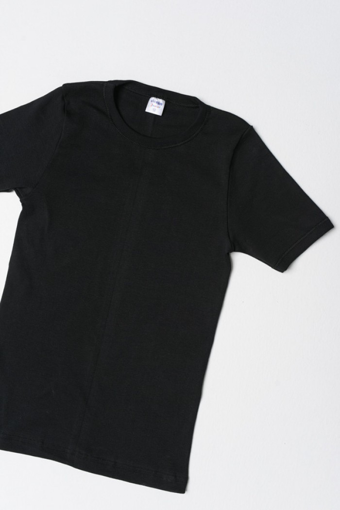 Kinderflanell GIORGIO mit kurzen Ärmeln Schwarz