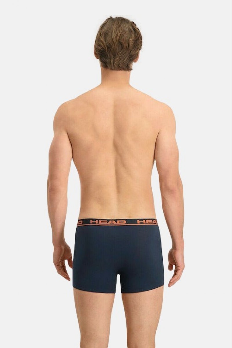 Men's Boxers HEAD Basic 2 Pack NAVY ORANGE Men's Boxers HEAD Basic 2 Pack NAVY ORANGE