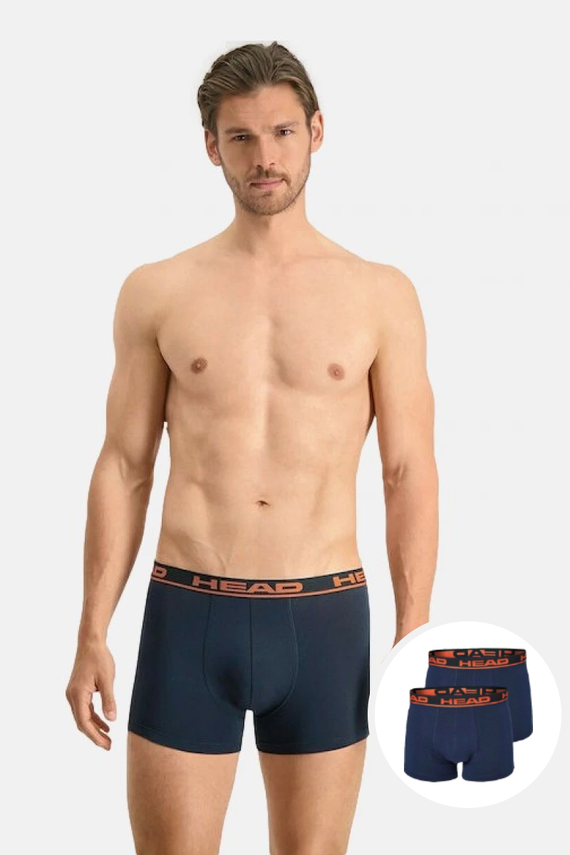 Men's Boxers HEAD Basic 2 Pack NAVY ORANGE