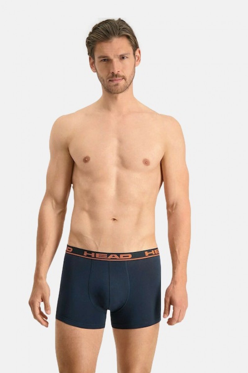 Men's Boxers HEAD Basic 2 Pack NAVY ORANGE