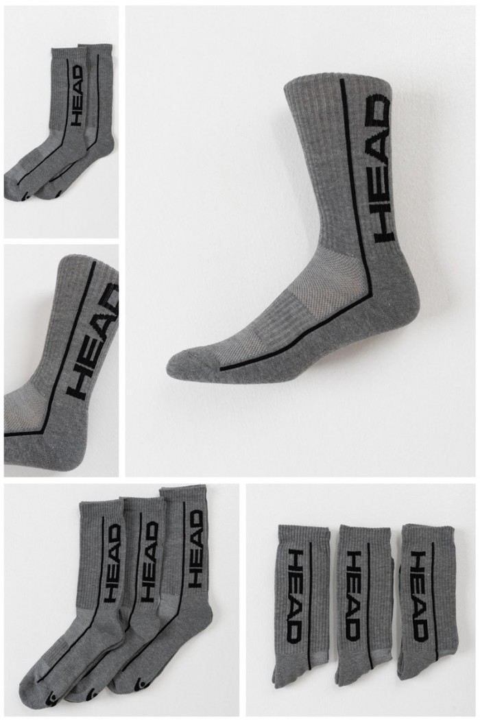 HEAD Performance 3 Pack Sports Socks HEAD Performance 3 Pack Grey