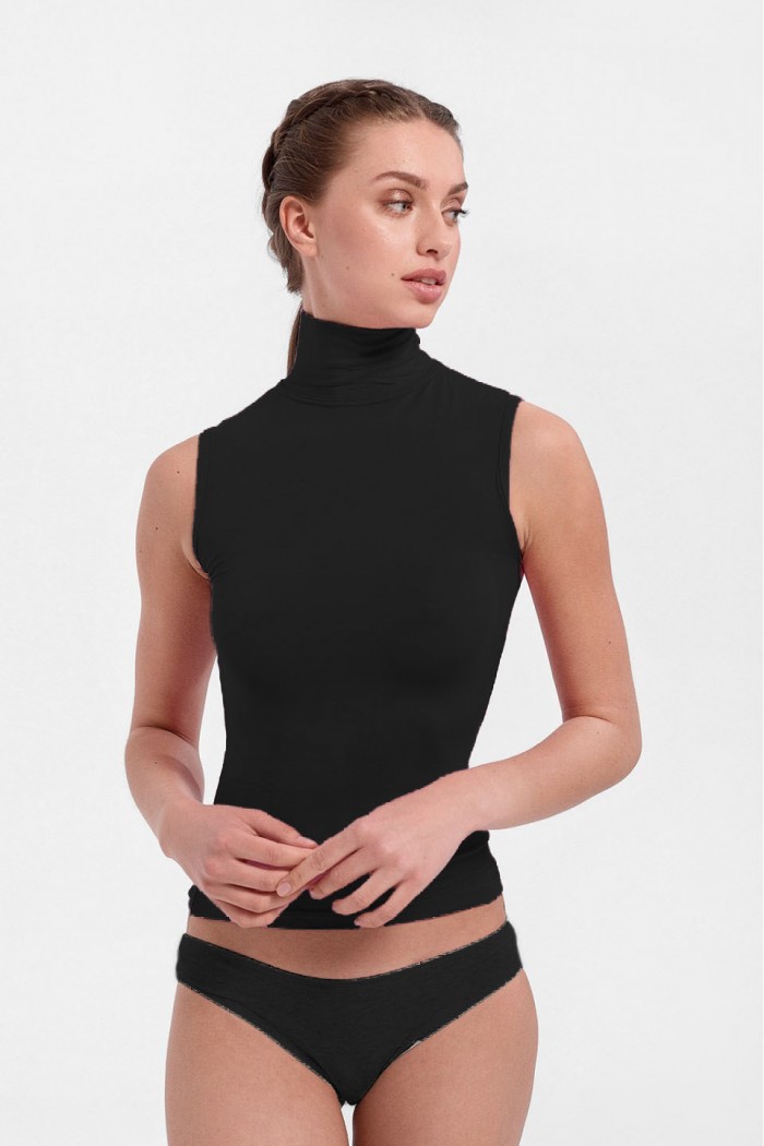 HELIOS Sleeveless turtleneck blouse - MICROMODAL #80679