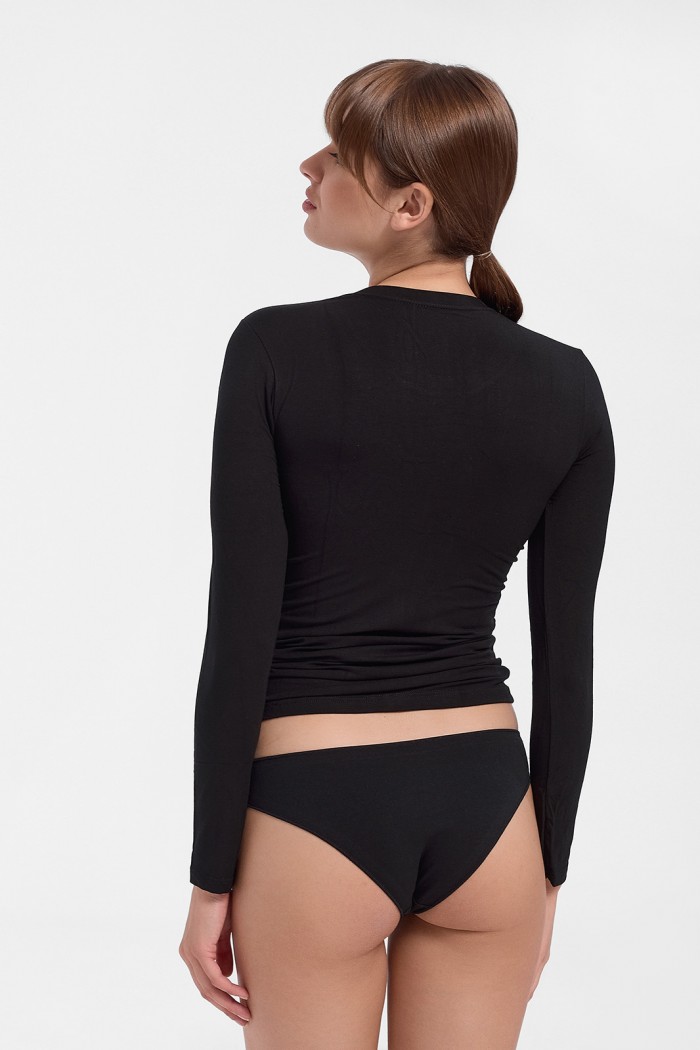 Long-sleeved HELIOS T-shirt with closed neck Micromodal