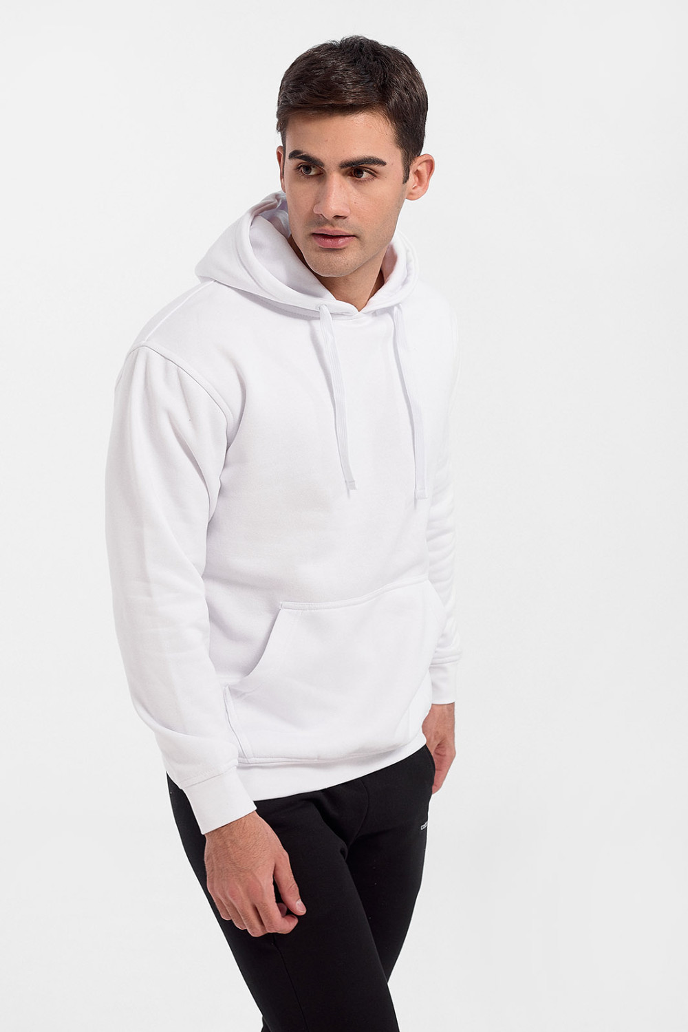 Sweatshirt with hood JHK Kangaroo Sweatshirt White