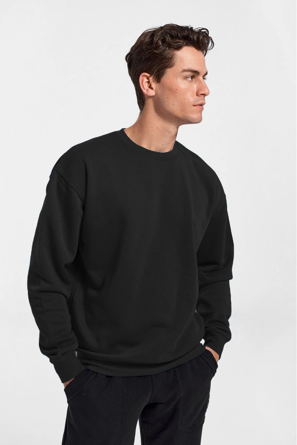 Sweatshirt Sweatshirt Solid Color JHK BLACK
