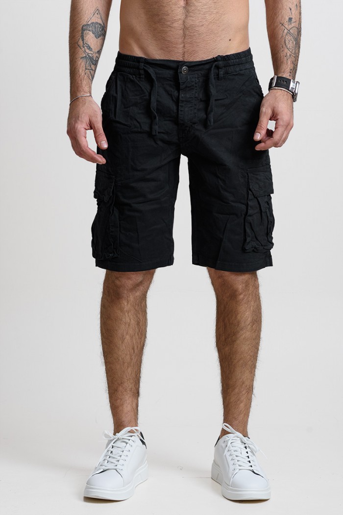 CARGO ZIPPER WITH RUBBER STRAP JUST REBEL JR1119-9 BLACK