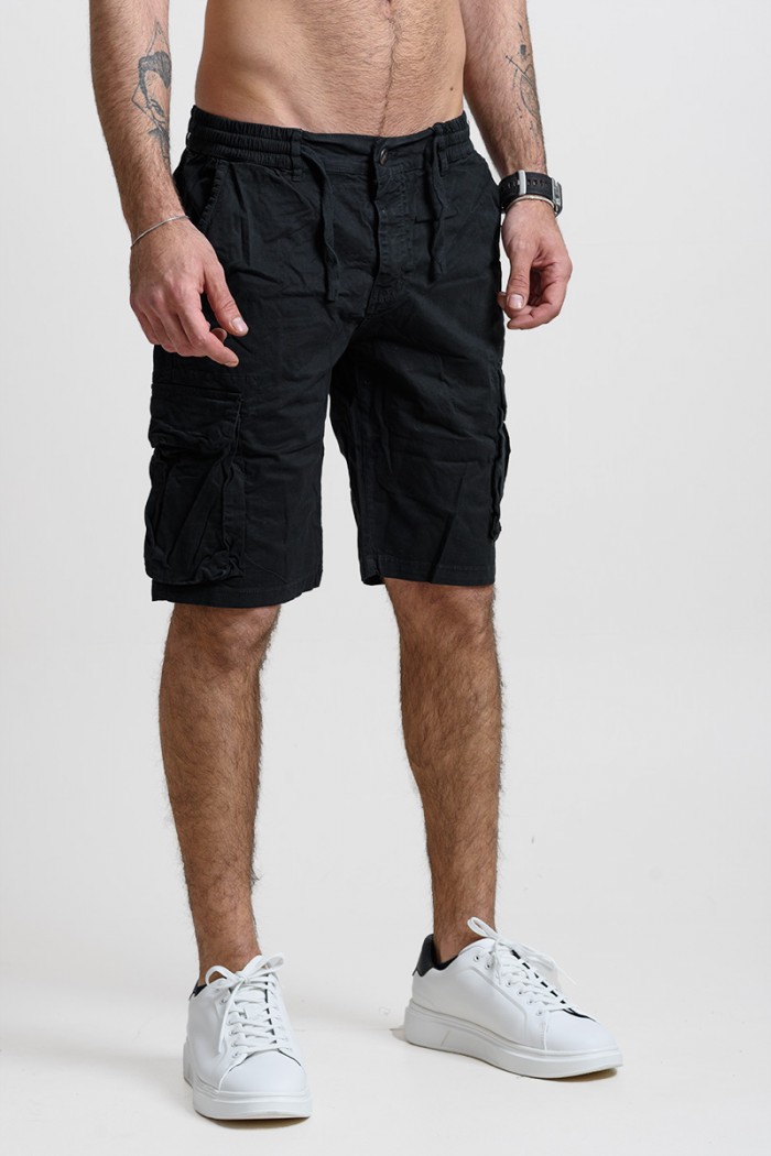 CARGO ZIPPER WITH RUBBER STRAP JUST REBEL JR1119-9 BLACK