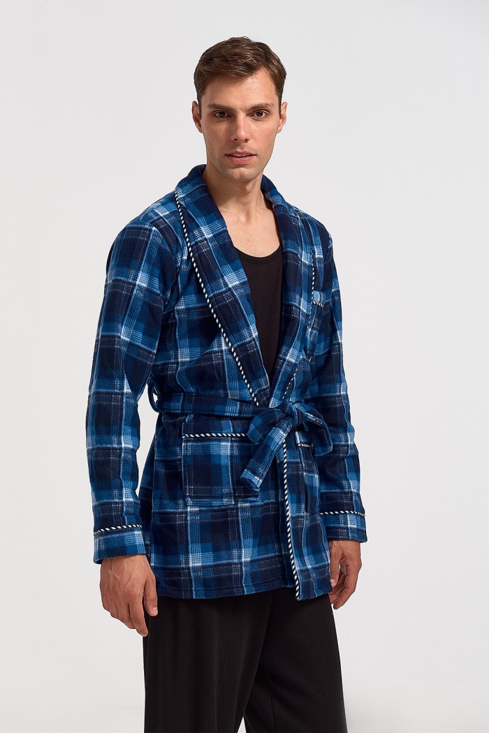 Men's robe LION Fleece PLF007 BLUE