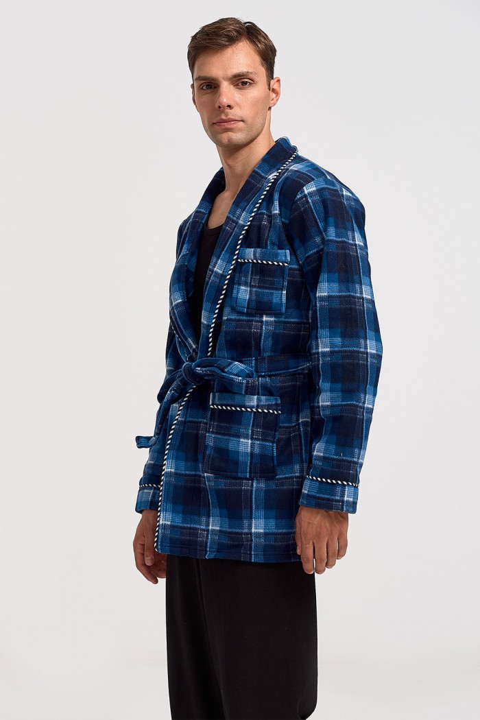 Men's robe LION Fleece PLF007 BLUE