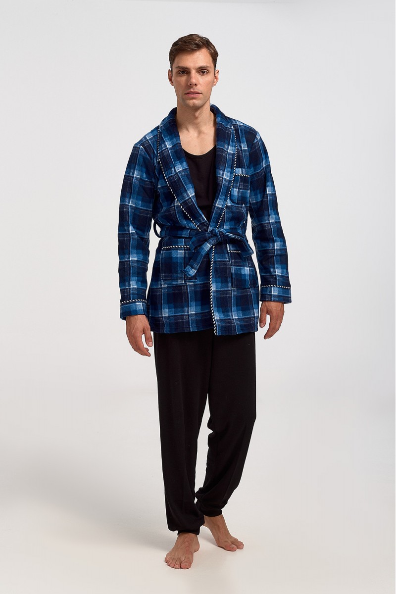 Men's robe LION Fleece PLF007 BLUE Men's robe LION Fleece PLF007 BLUE