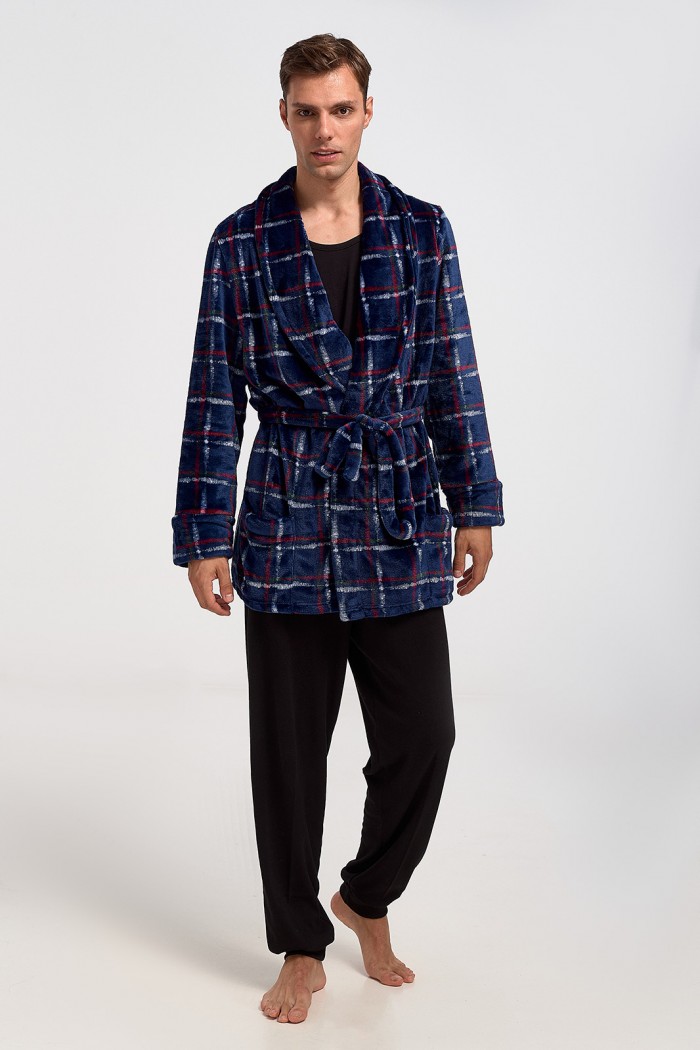 KOYOTE men's bathrobe KΓ1311 BLUE DROPS