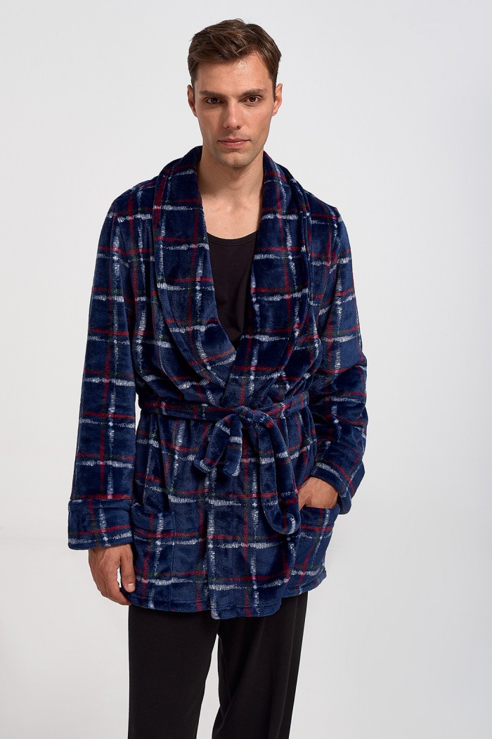 KOYOTE men's bathrobe KΓ1311 BLUE DROPS