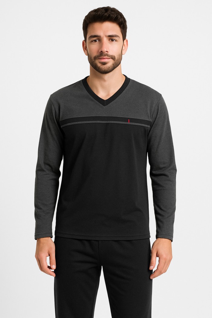Herren Schlafanzug KOYOTE WITH V KΓ1502 BLACK