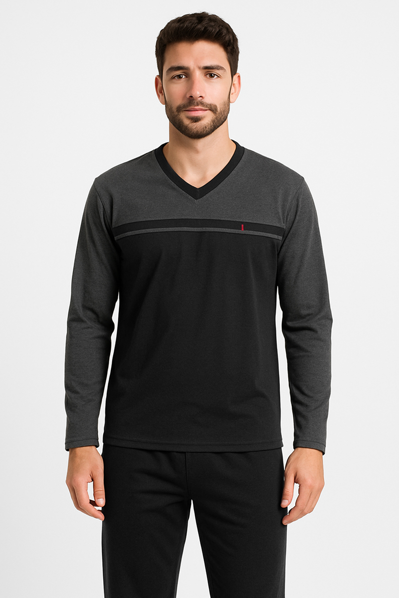Herren Schlafanzug KOYOTE WITH V KΓ1502 BLACK Herren Schlafanzug KOYOTE WITH V KΓ1502 BLACK