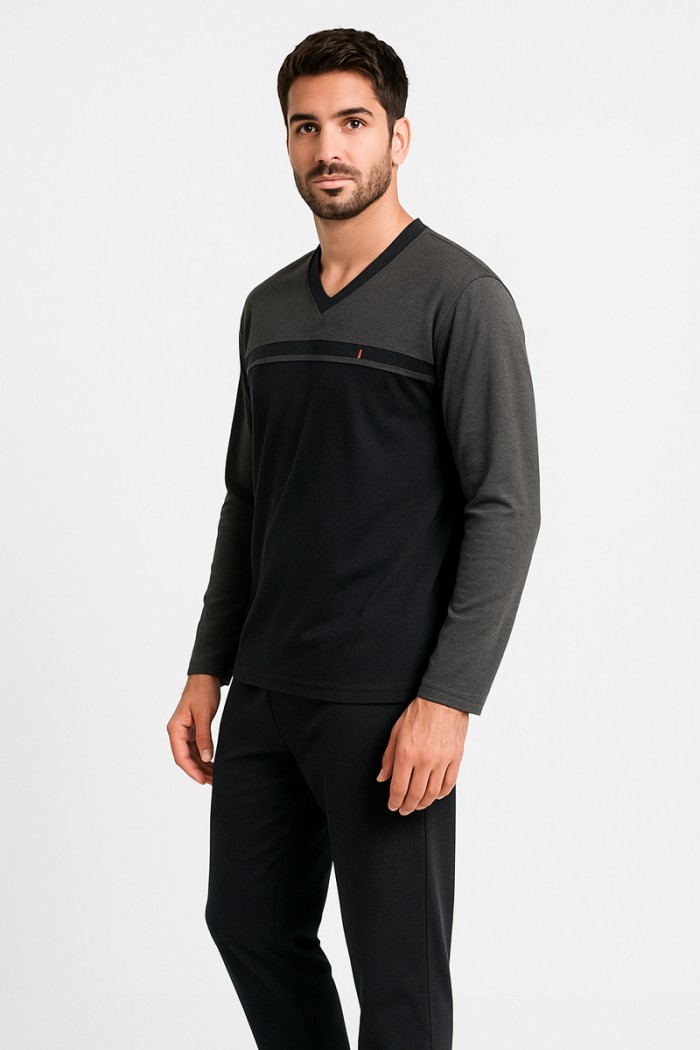 Herren Schlafanzug KOYOTE WITH V KΓ1502 BLACK