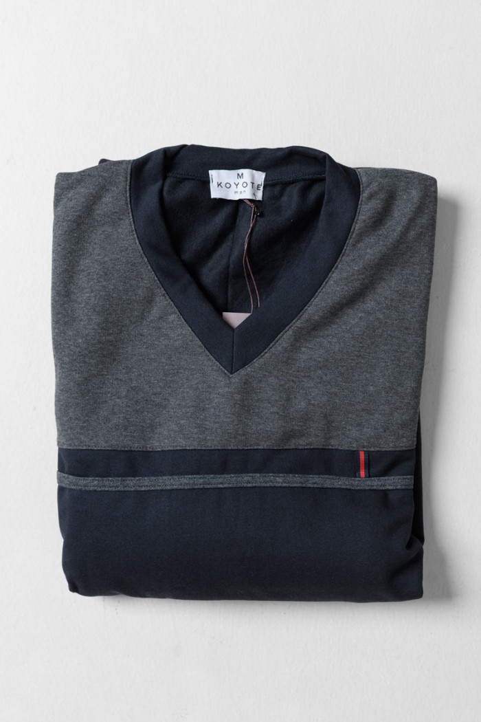 Herren Schlafanzug KOYOTE MIT V KΓ1502 BLAUE TROPFEN