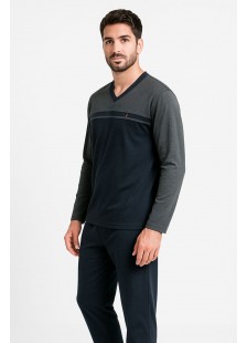 Herren Schlafanzug KOYOTE MIT V KΓ1502 BLAUE TROPFEN