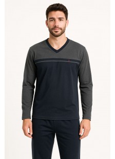 Herren Schlafanzug KOYOTE MIT V KΓ1502 BLAUE TROPFEN