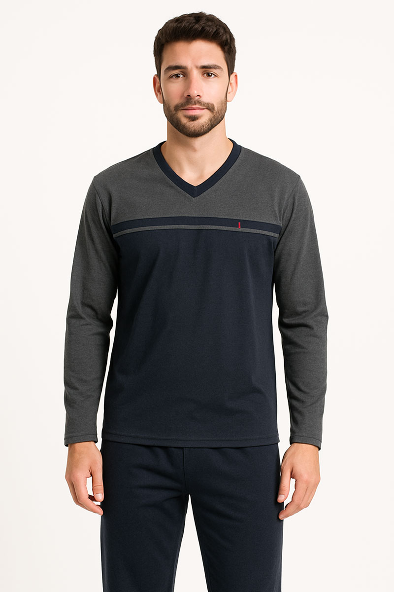 Herren Schlafanzug KOYOTE MIT V KΓ1502 BLAUE TROPFEN
