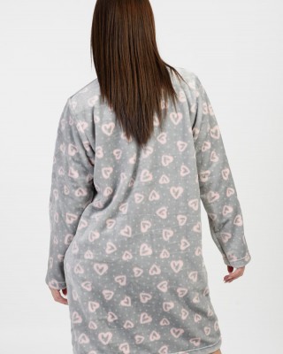 Fuzzy robe without hood KOYOTE KΓ5301 HEARTS GREY
