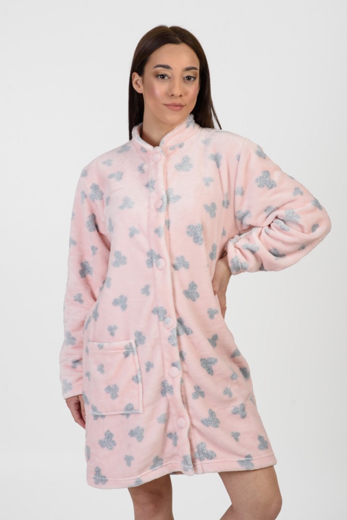 Fluffy robe without hood KOYOTE KΓ5301 PINK