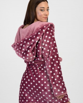 KOYOTE Fleece Robe KOYOTE with polka dot hood KΓ5312 BORNTO