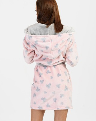 KOYOTE Fleece Robe KOYOTE with hood Hearts KΓ5312 POZ
