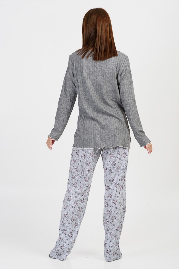 Women's Winter Pajama KOYOTE with V Neckline KΓ5341