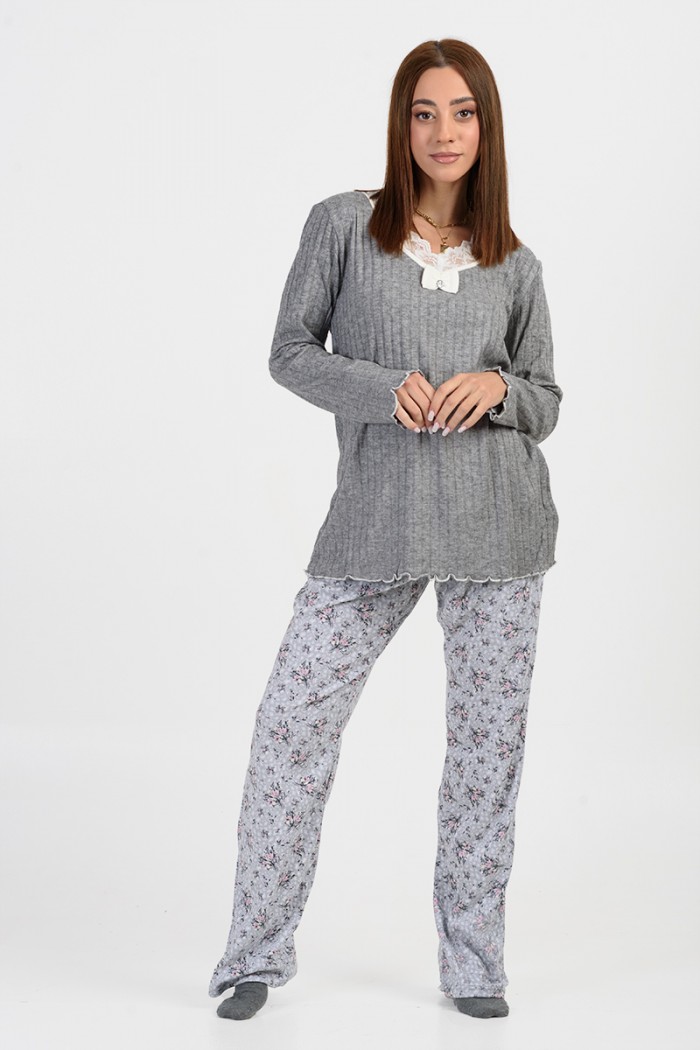Women's Winter Pajama KOYOTE with V Neckline KΓ5341