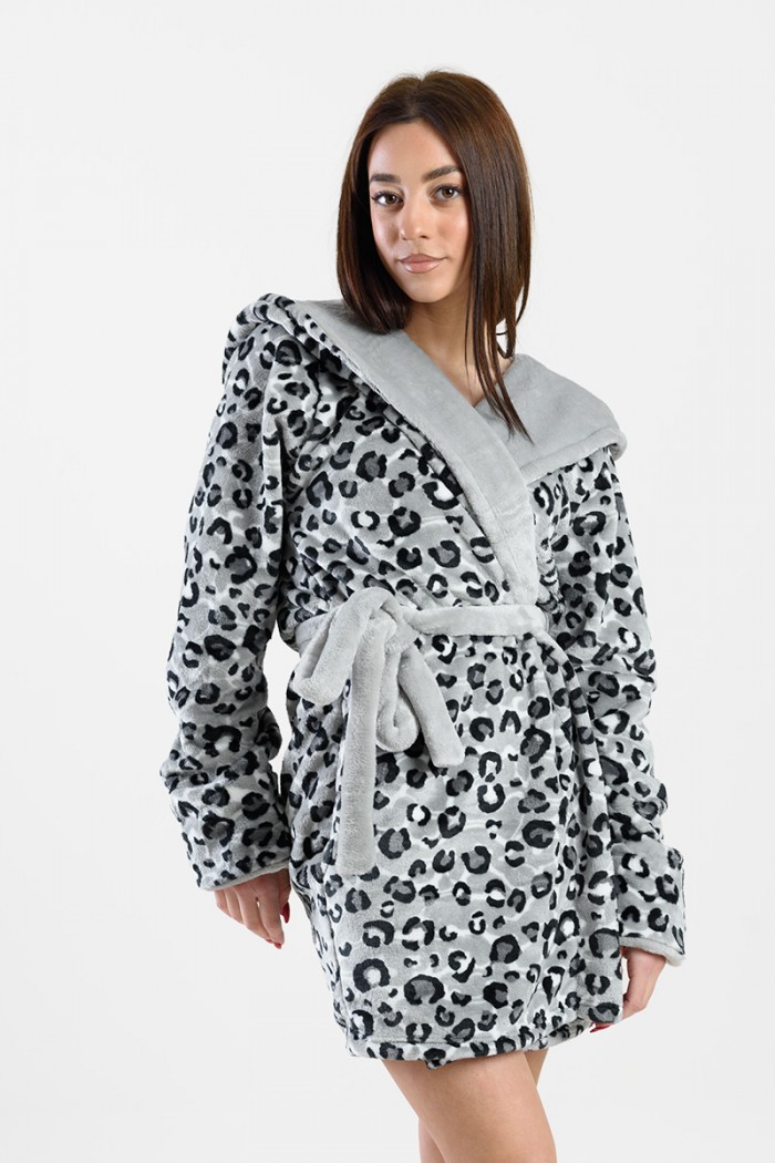 FLEECE ROBE WITH KOYOTE EARRINGS KC5458 ANIMAL