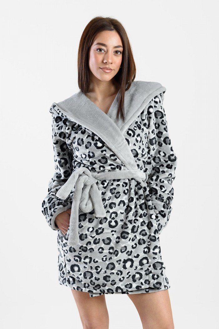 FLEECE ROBE WITH KOYOTE EARRINGS KC5458 ANIMAL