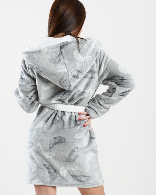FLEECE ROBE WITH KOYOTE EARRINGS KC5458 FEATHER
