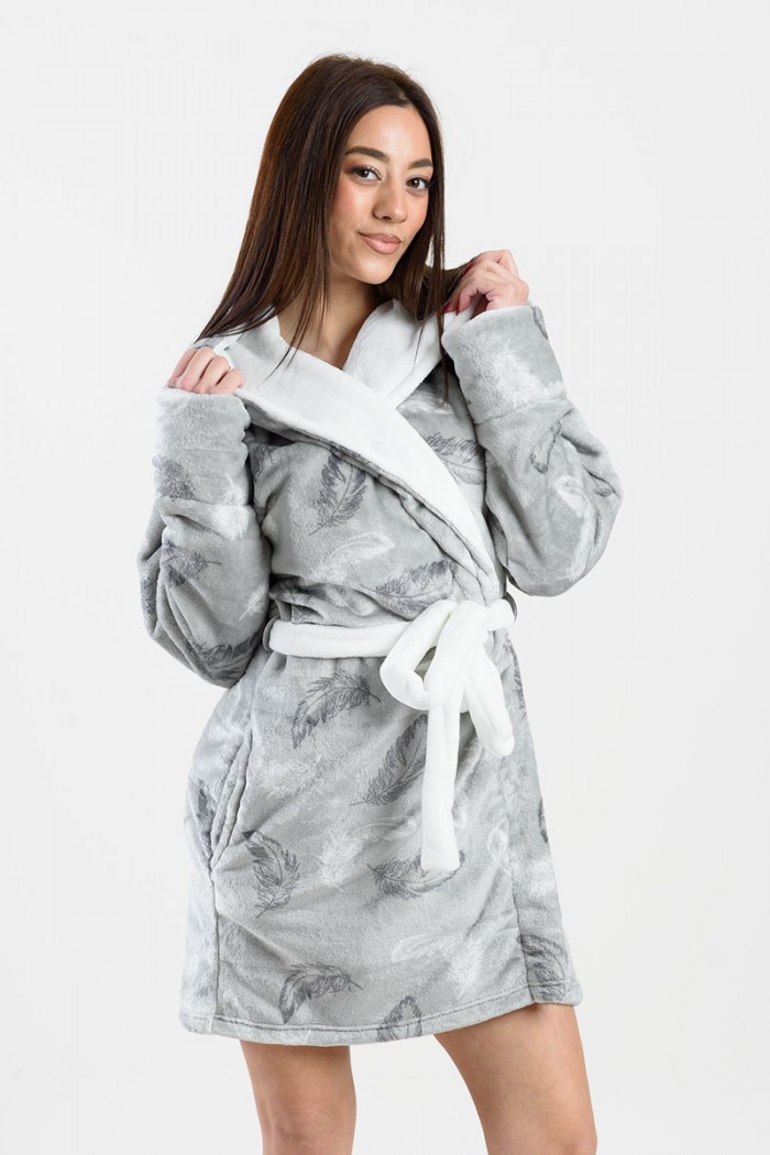FLEECE ROBE WITH KOYOTE EARRINGS KC5458 FEATHER