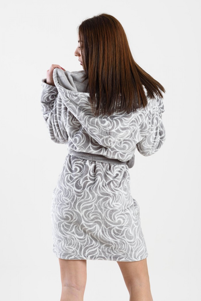 FLEECE ROBE WITH KOYOTE BUTTONING KC5458 STRIPES POLKA DOT