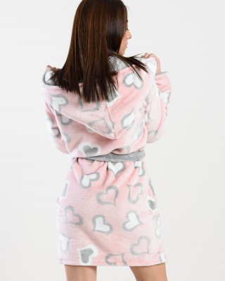 FLEECE ROMPER WITH KOYOTE EARRINGS KC5458 PINK HEART