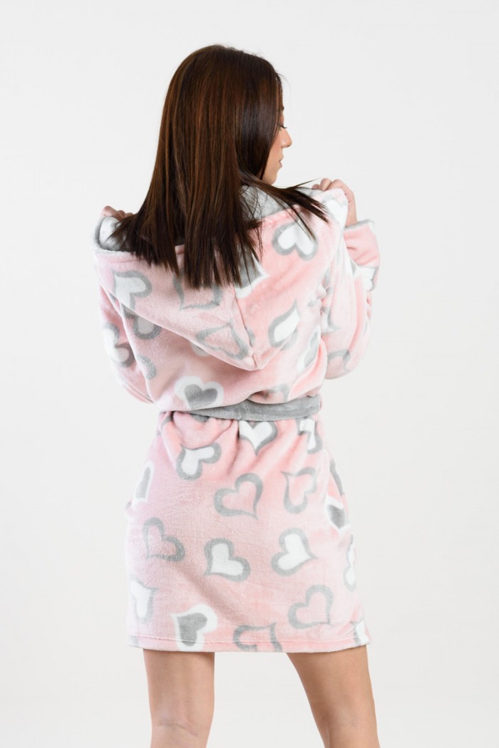 FLEECE ROMPER WITH KOYOTE EARRINGS KC5458 PINK HEART