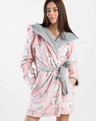FLEECE ROMPER WITH KOYOTE EARRINGS KC5458 PINK HEART