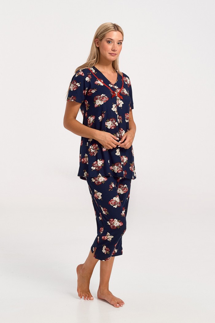 Damen Schlafanzug Capri KOYOTE KΓ6205 NAVY 3