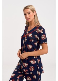 Damen Schlafanzug Capri KOYOTE KΓ6205 NAVY 3 Damen Schlafanzug Capri KOYOTE KΓ6205 NAVY 3
