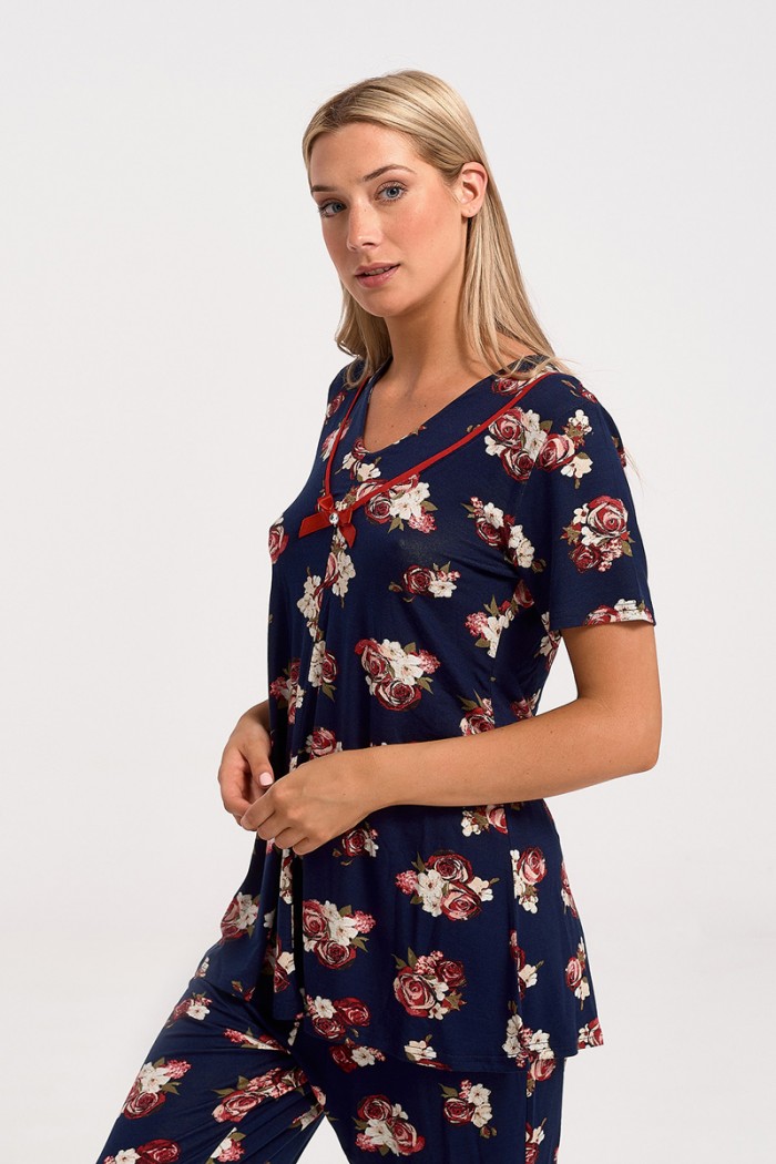 Damen Schlafanzug Capri KOYOTE KΓ6205 NAVY 3