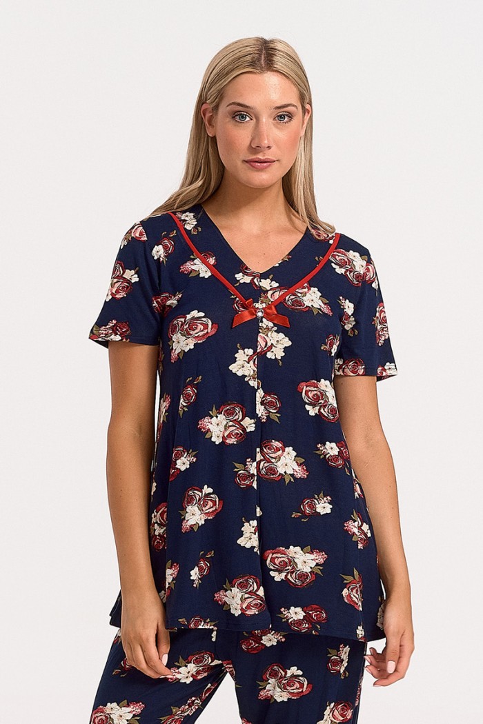 Damen Schlafanzug Capri KOYOTE KΓ6205 NAVY 3