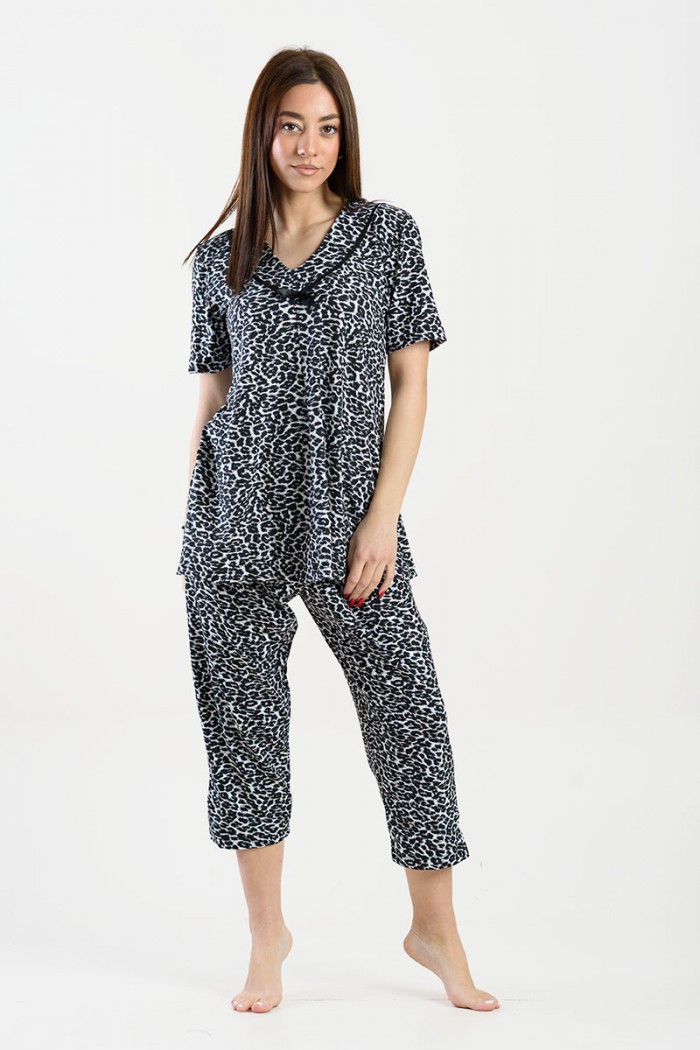 Damen Schlafanzug Capri KOYOTE KΓ6402 LEOPARD