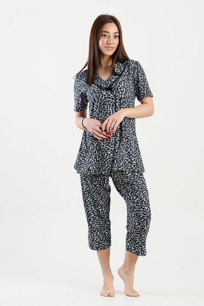 Damen Schlafanzug Capri KOYOTE KΓ6402 LEOPARD