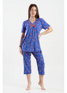 Damen Pyjama Capri KOYOTE KΓ6402 Blau Rouge Damen Pyjama Capri KOYOTE KΓ6402 Blau Rouge