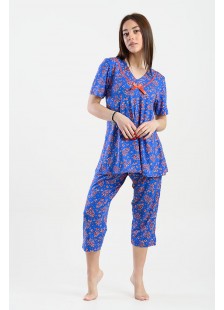 Damen Pyjama Capri KOYOTE KΓ6402 Blau Rouge Damen Pyjama Capri KOYOTE KΓ6402 Blau Rouge