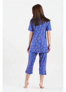 Damen Pyjama Capri KOYOTE KΓ6402 Blau Rouge Damen Pyjama Capri KOYOTE KΓ6402 Blau Rouge