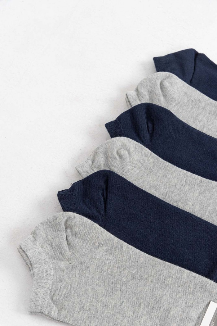 Short Socks Basic 6 Pack Blue and Grey