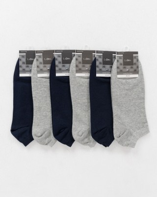 Short Socks Basic 6 Pack Blue and Grey