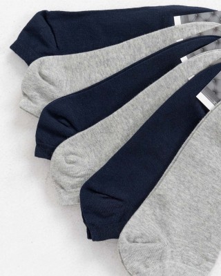 Short Socks Basic 6 Pack Blue and Grey